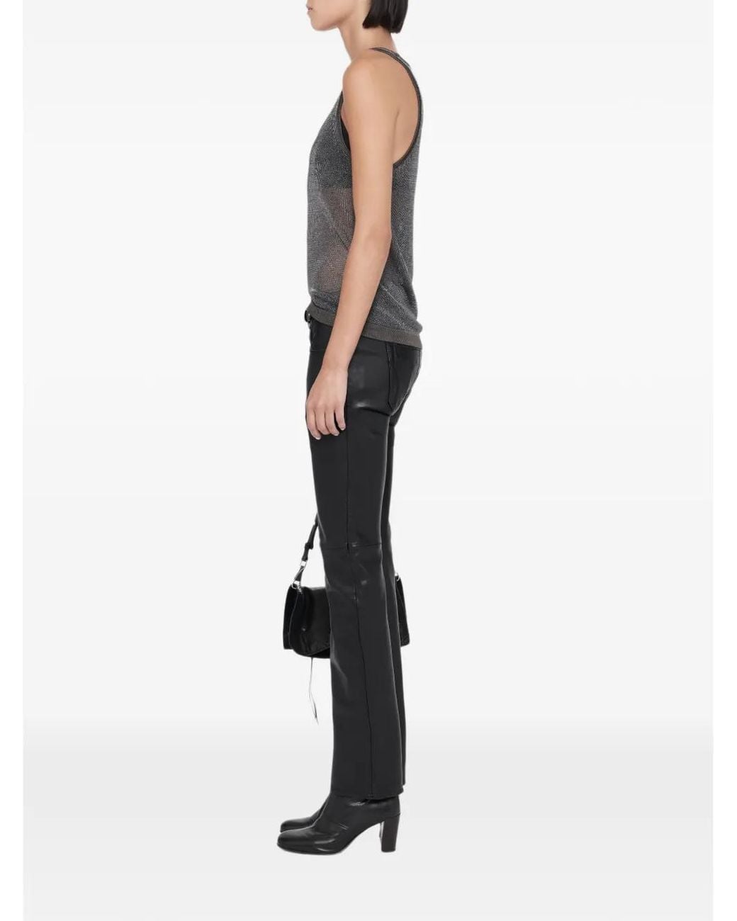 AllSaints Black Silvi Fitted Metallic Vest