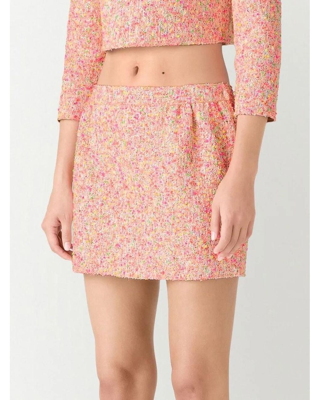 St. John Pink Bonded Novelty Tweed Skirt