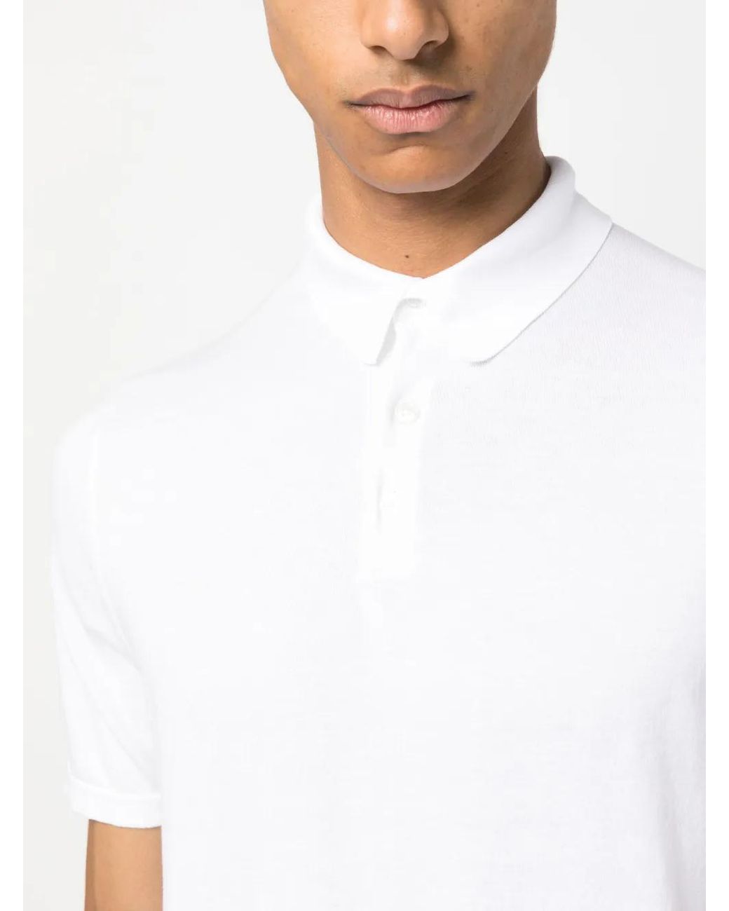 Fedeli White Short-Sleeved Cotton Polo Shirt for men