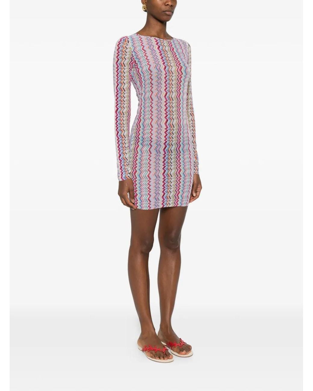 Missoni Pink Chevron-Pattern Mini Dress