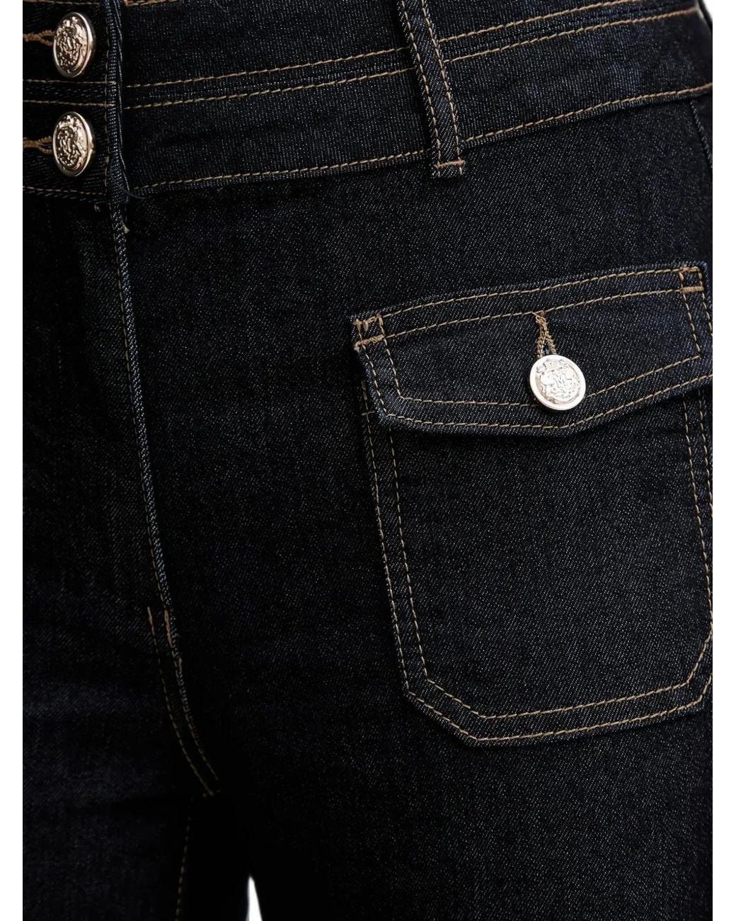 Morgan Black Flap-Pocket Flared Jeans