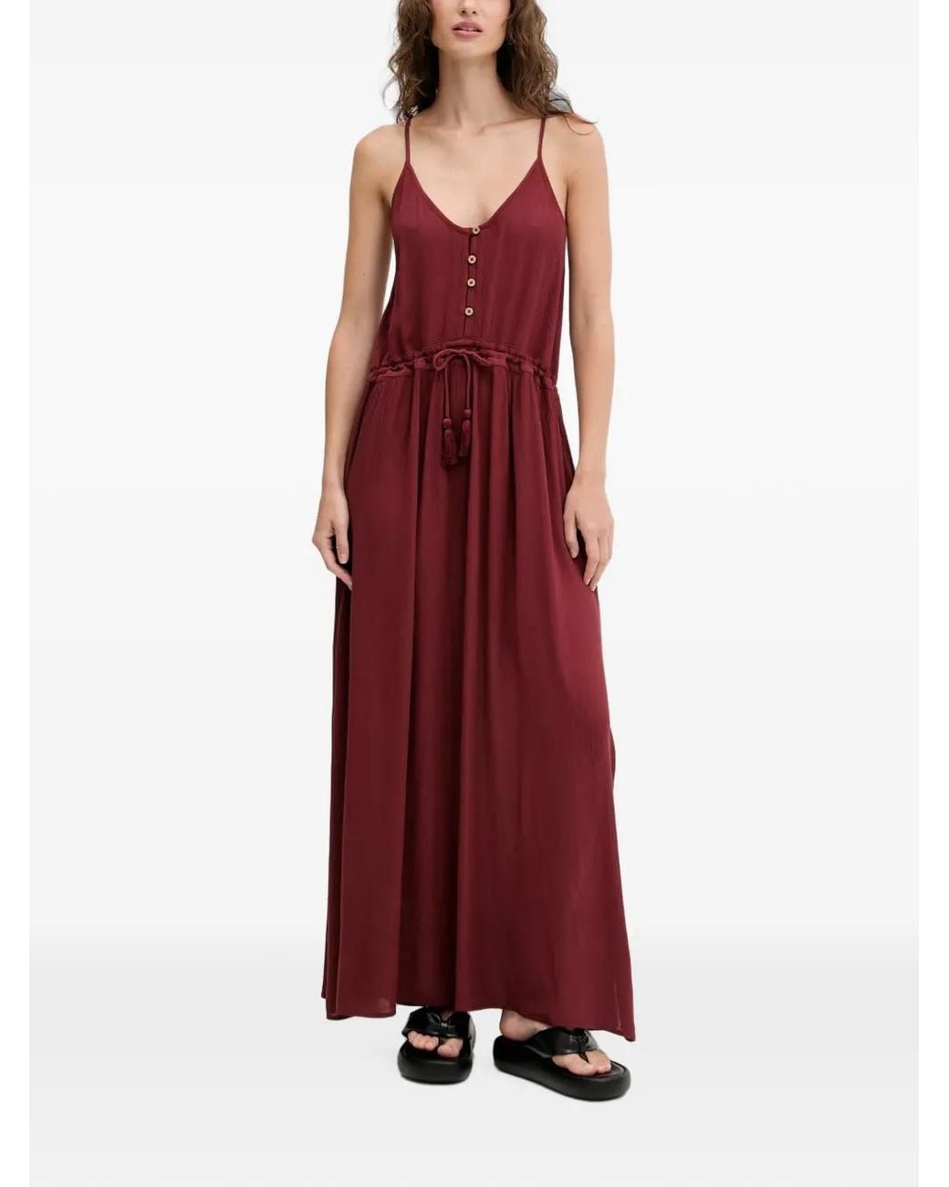 Rip Curl Red Classic Surf Tassel-Detail Maxi Dress