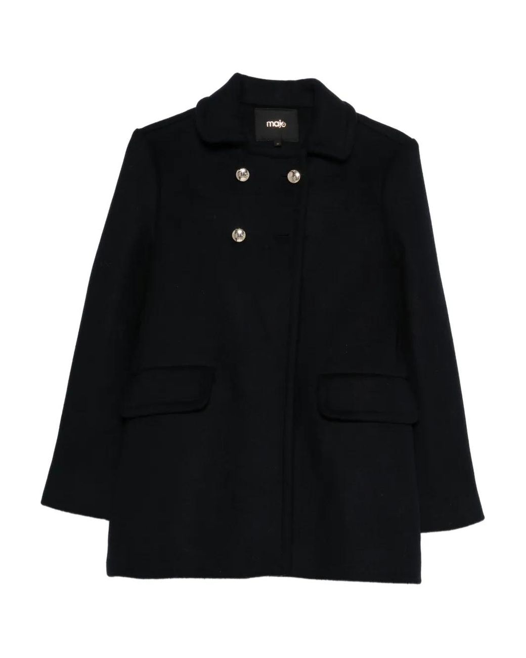 Maje Black Wool Blend Coat