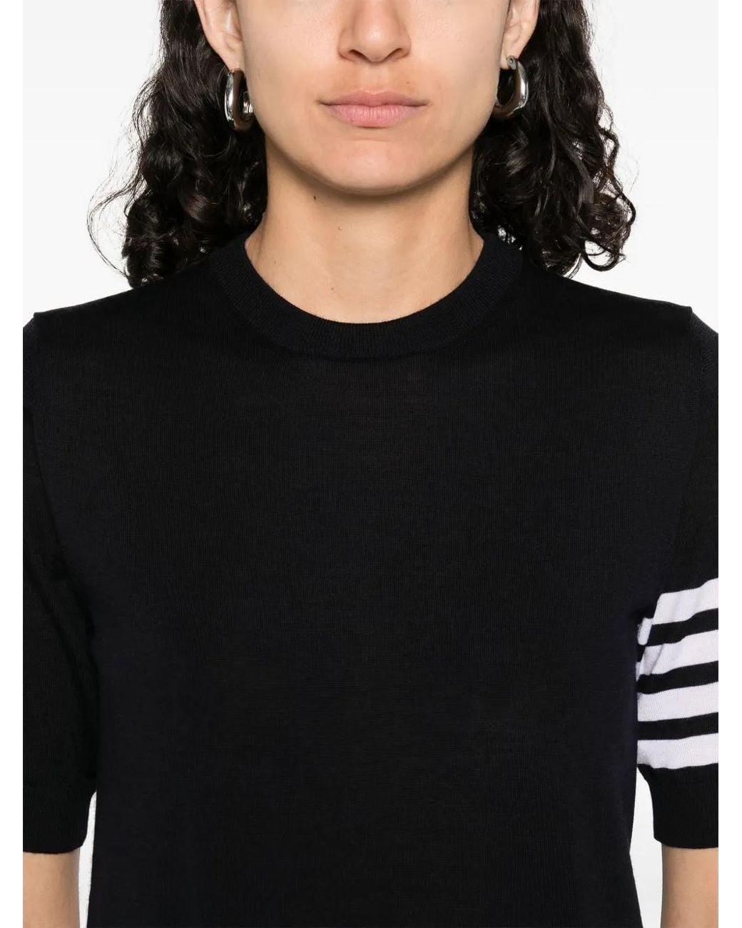 Thom Browne Black 4-Bar' Wool T-Shirt