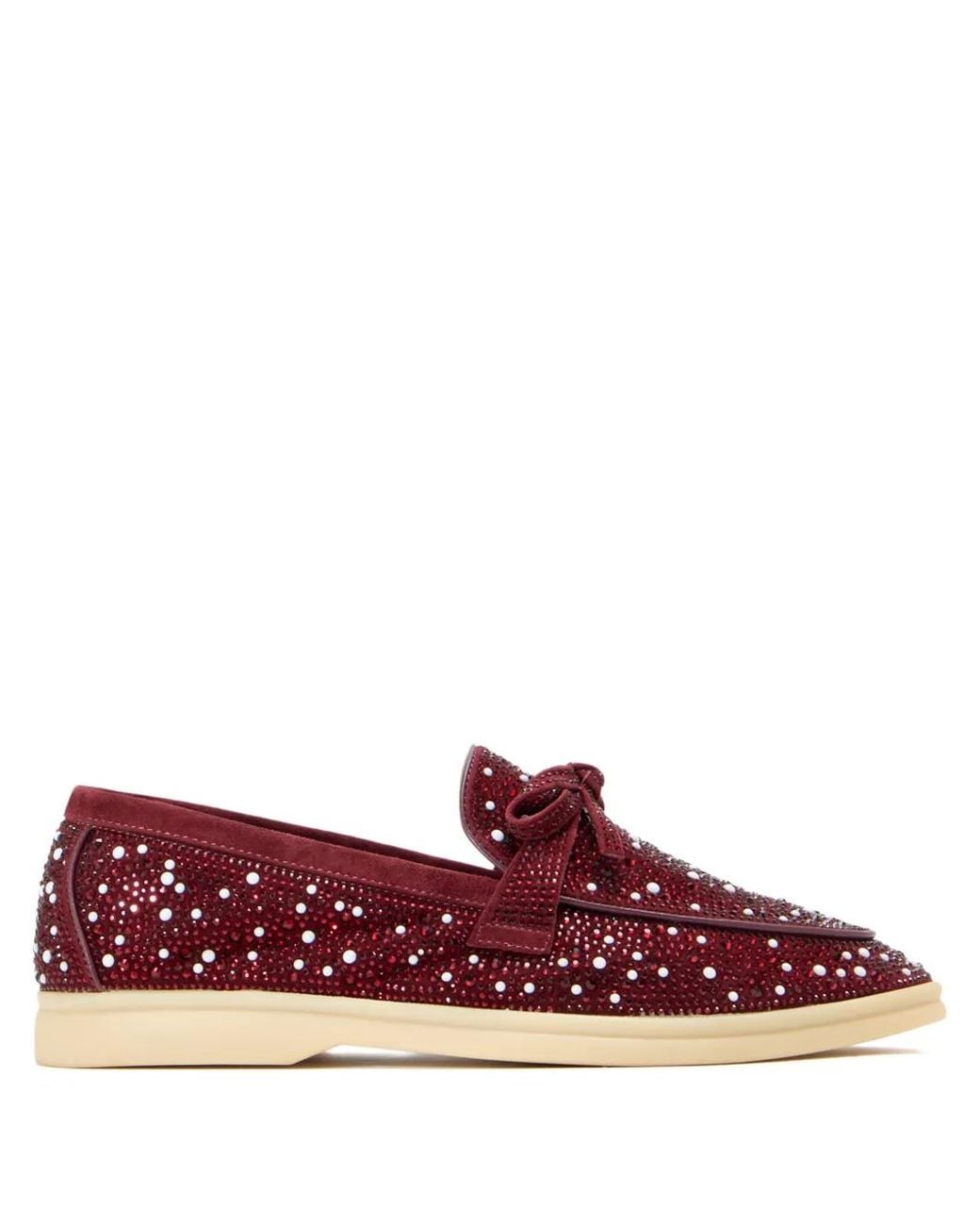 Nicoli Red Aurelia Bow-Embellished Loafers