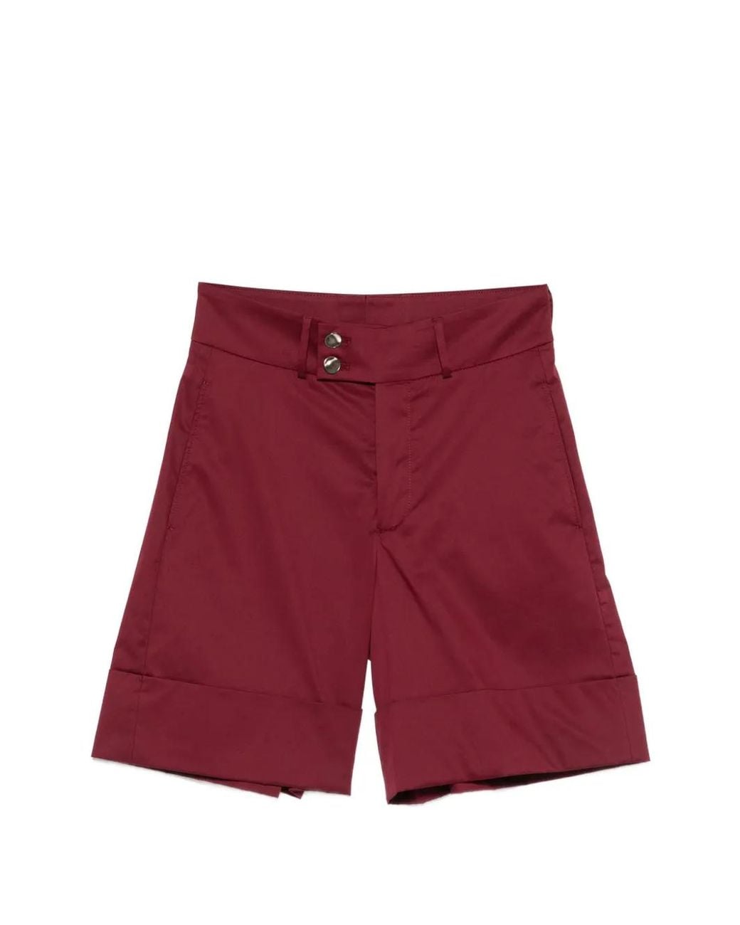 Berwich Red Nadine Button-Detail Shorts