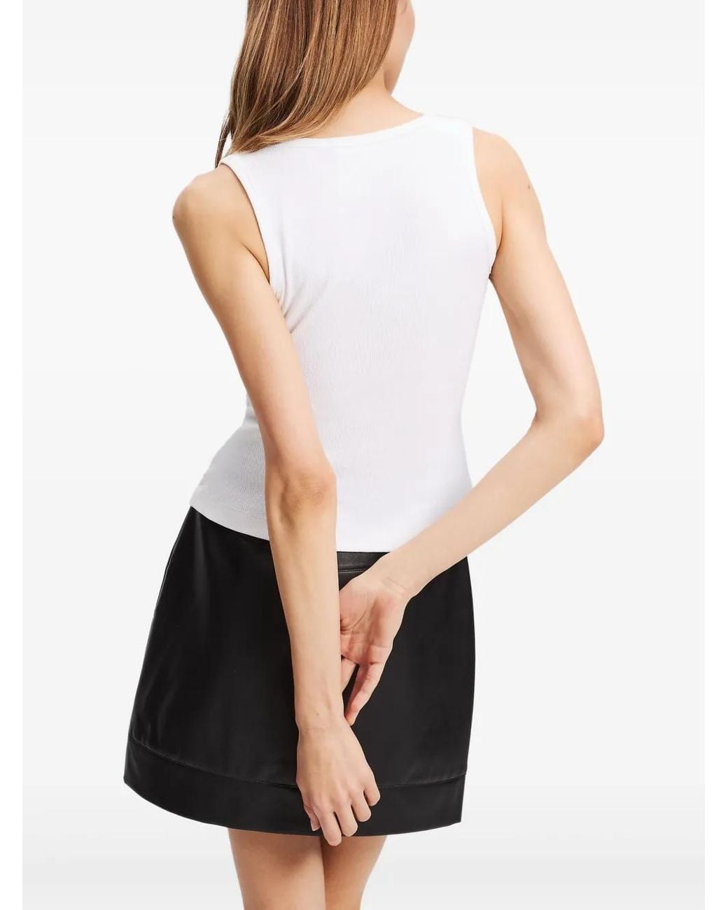 Karl Lagerfeld White Ribbed Tank Top