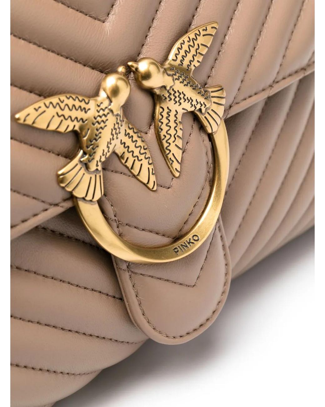 Pinko Natural Large Handbag Lady Love Bag Puff Chevron