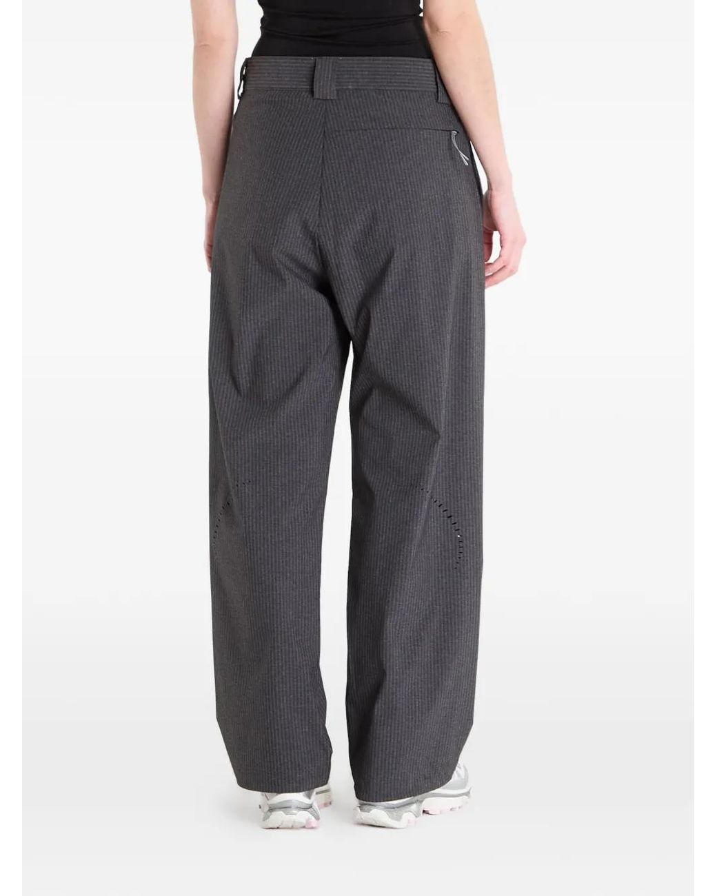 Roa Gray Pinstripe Logo Trousers