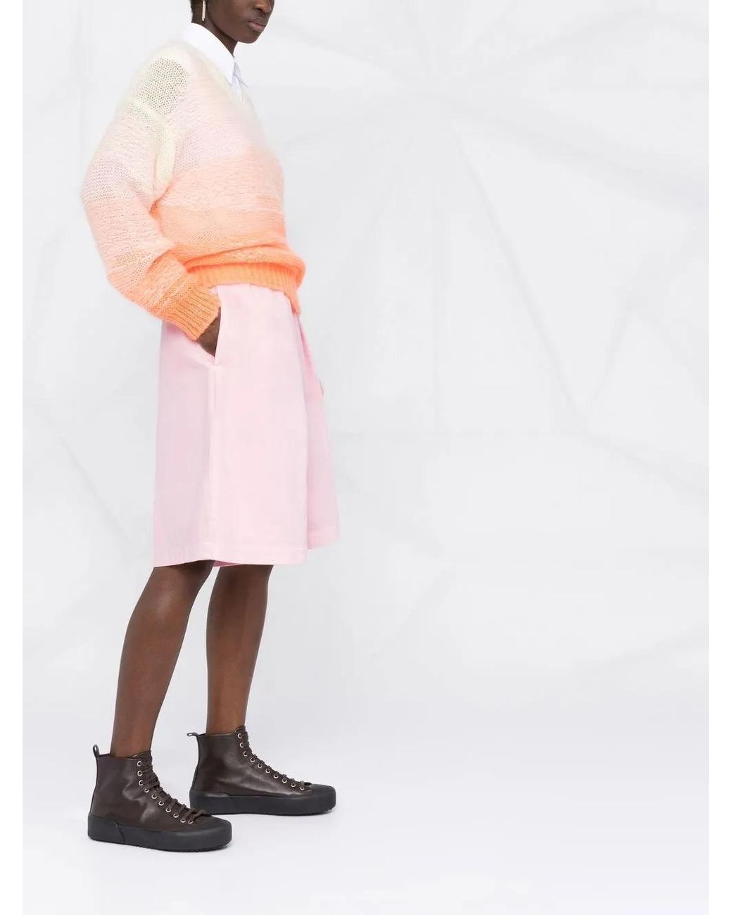 Raf Simons Pink Pleated Denim Shorts