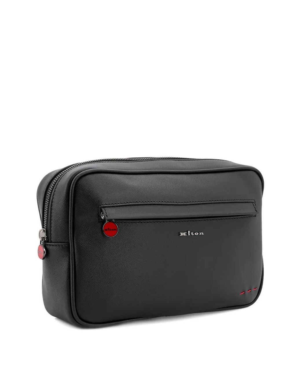 Kiton Black Zip-Up Clutch for men