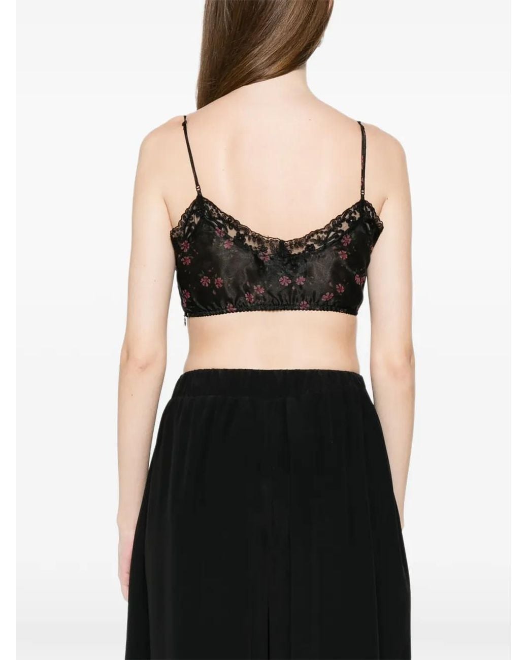Simone Rocha Black Cropped-Top Mit Spitze