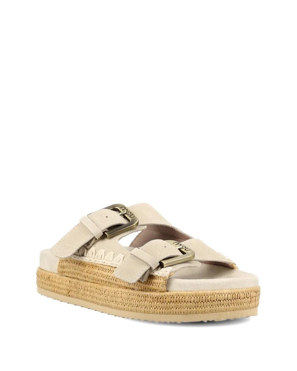 Mou Natural Buckle Platform Sandals