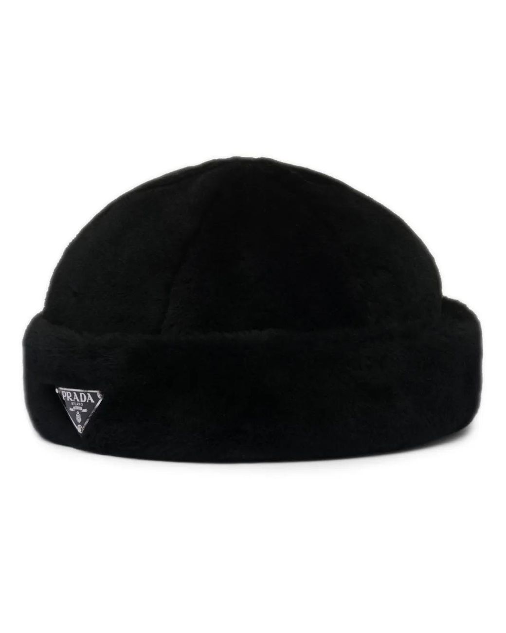 Prada Shearling-Mütze Mit Logo in Black für Herren
