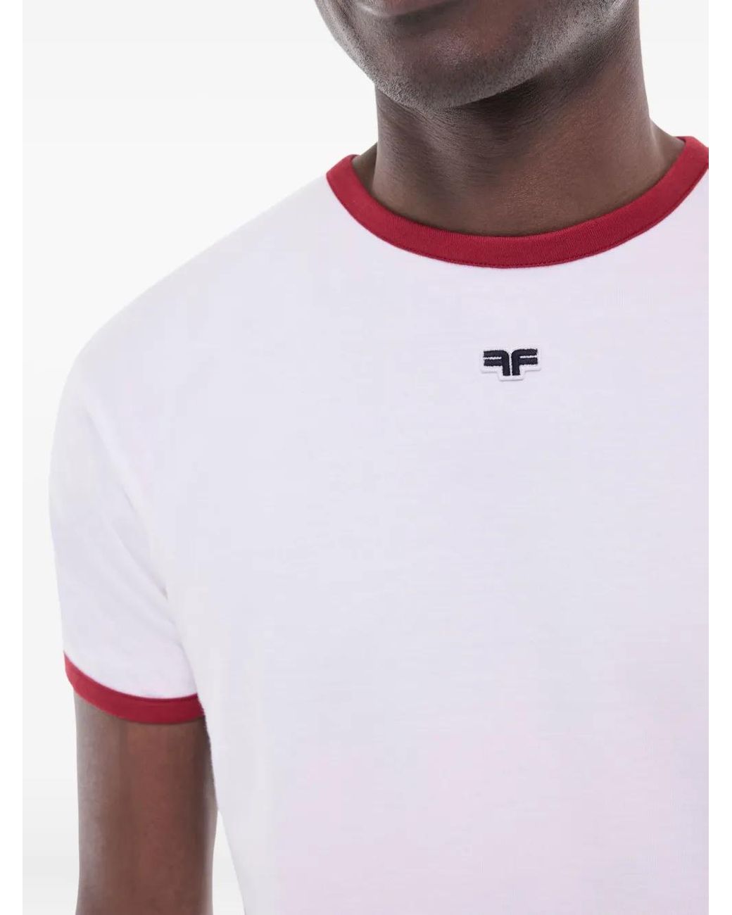 Fursac White Contrast-Trim Cotton T-Shirt for men