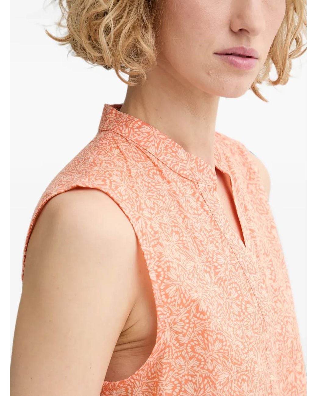 Marc O' Polo White Floral-Print Sleeveless Blouse