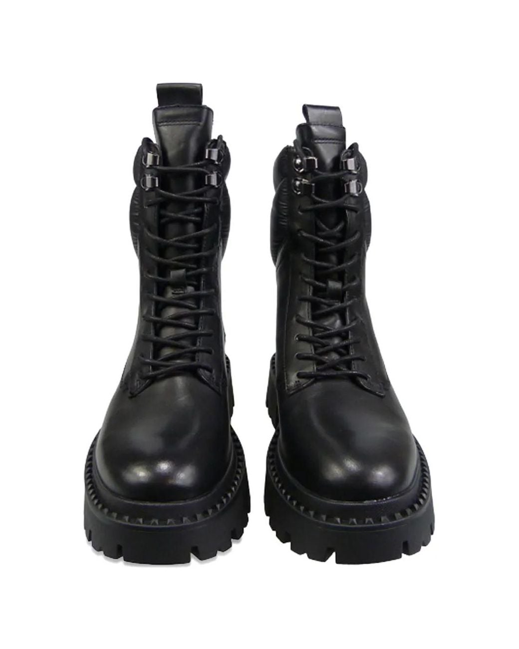 Ash Black Padded Lace-Up Boots