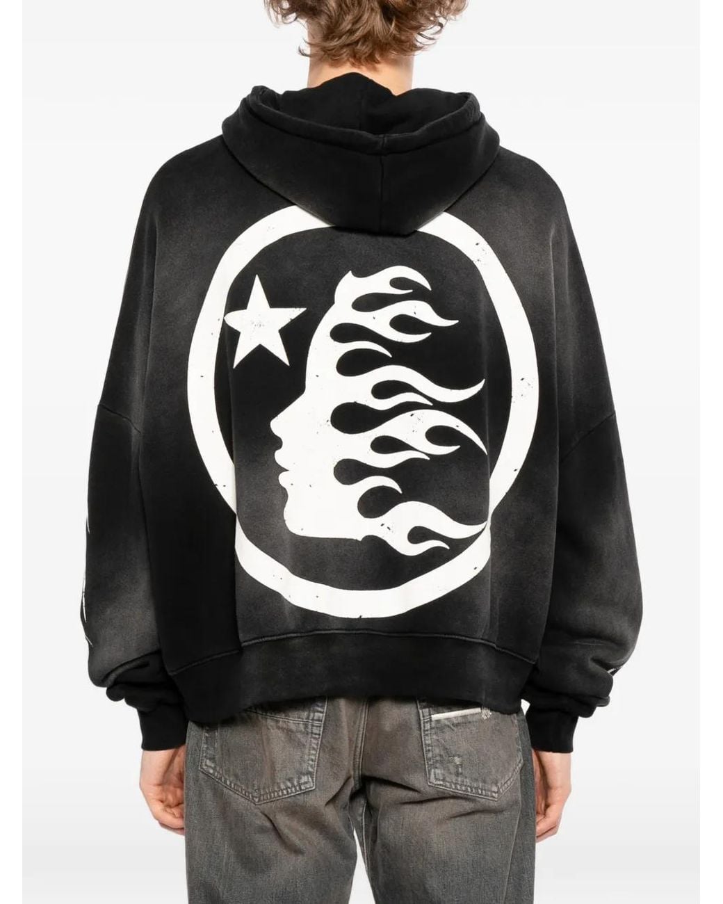 HELLSTAR Black Hstar Graphic Print Hoodie for men
