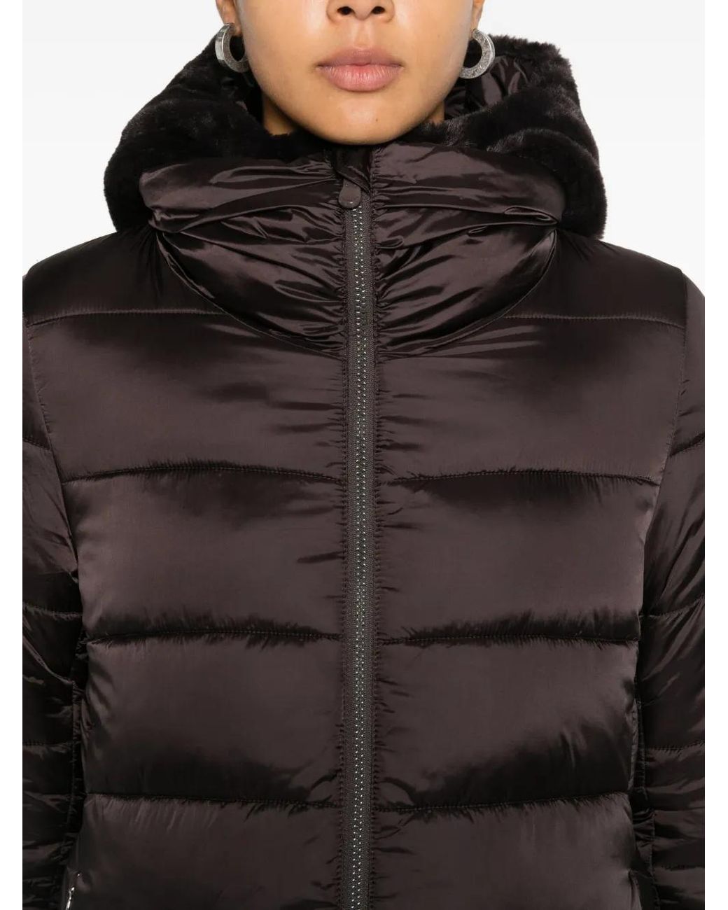 Save The Duck Black Faux-Fur Zip Coat