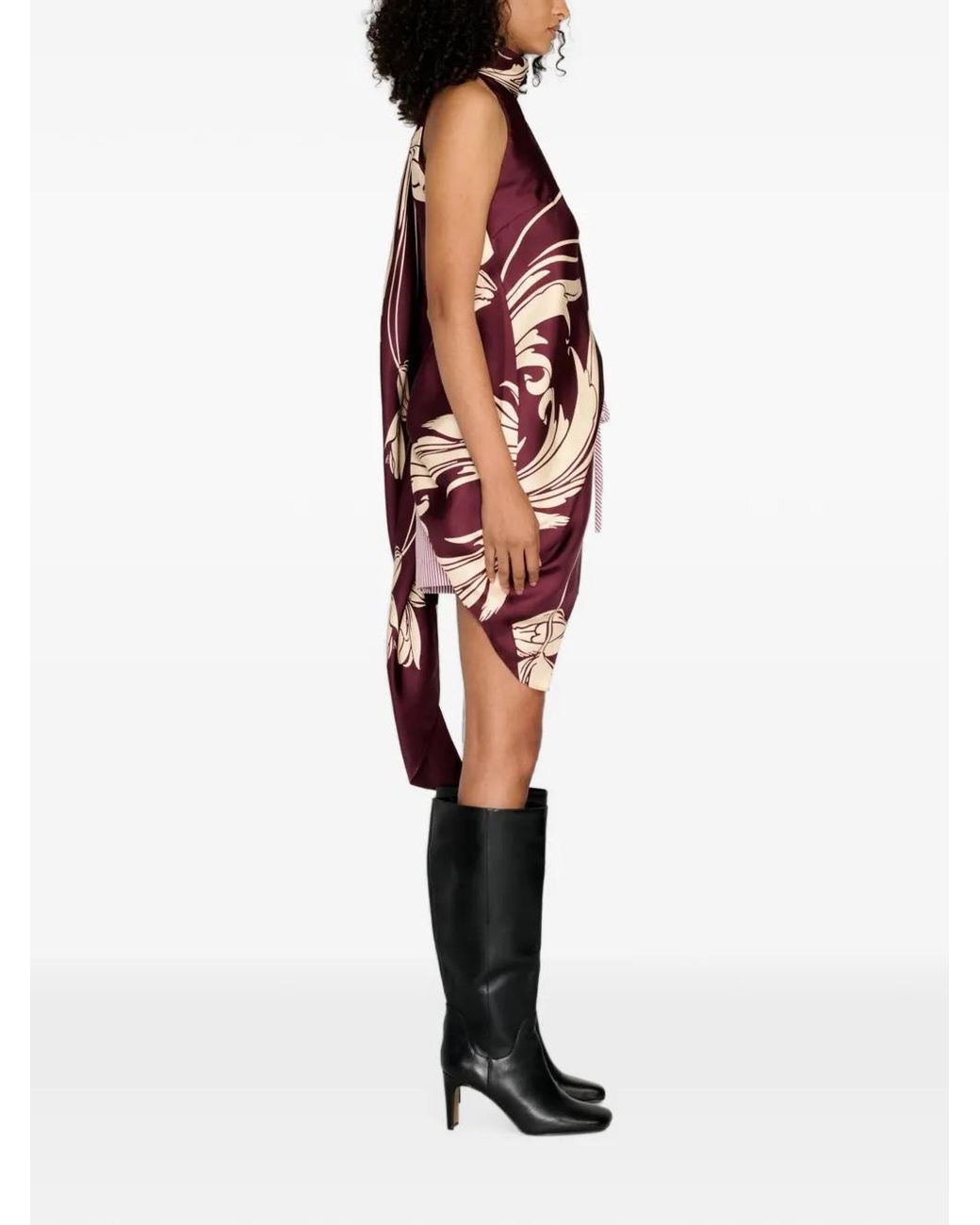 Monse Red Floral-Print Draped Blouse