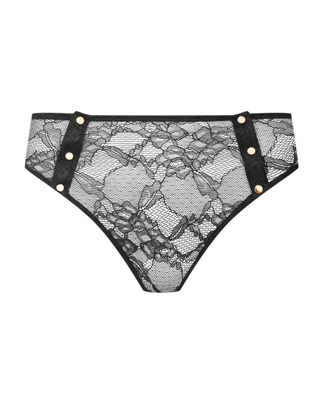 Maison Close Gray Lace Button High-Waist Thong