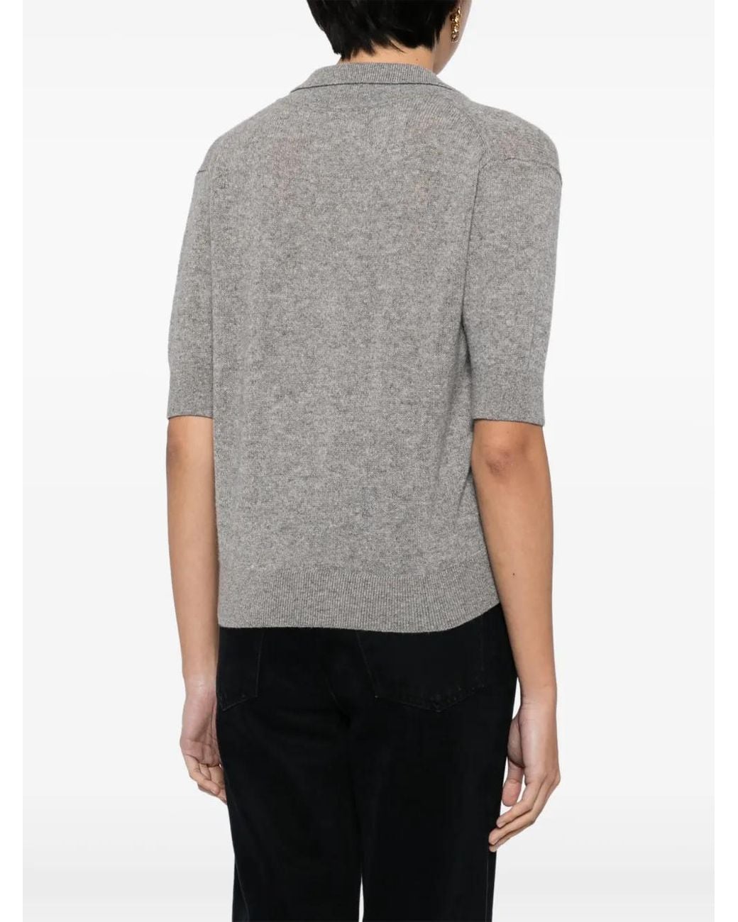 Khaite Gray Shrunken Cashmere Polo Shirt