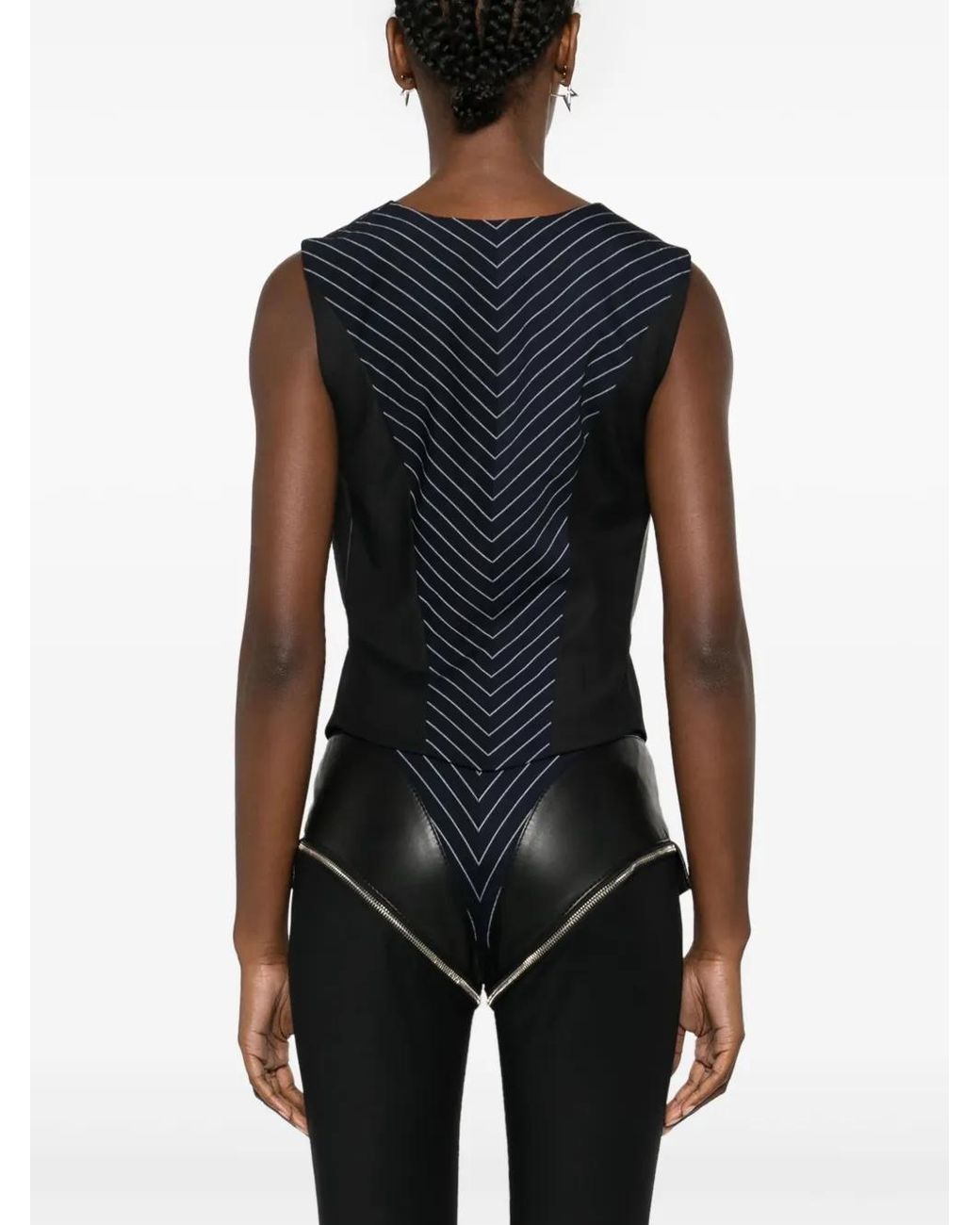 MITILIANE COUTURE Black Panelled Zipped Vest