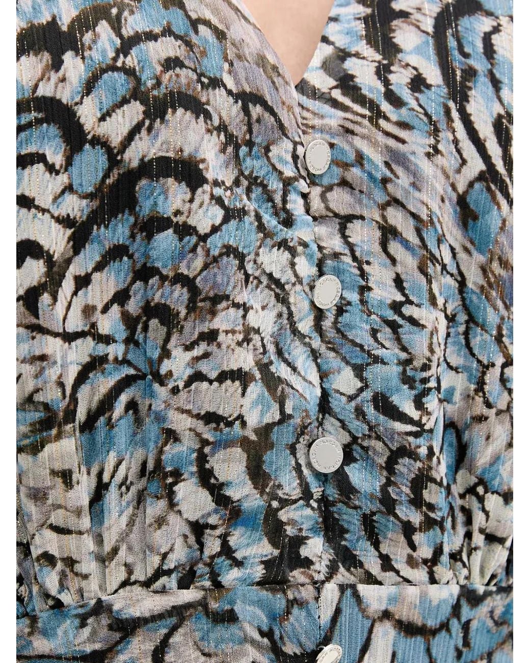 Morgan Gray Resky Feather-Print V-Neck Mini Dress