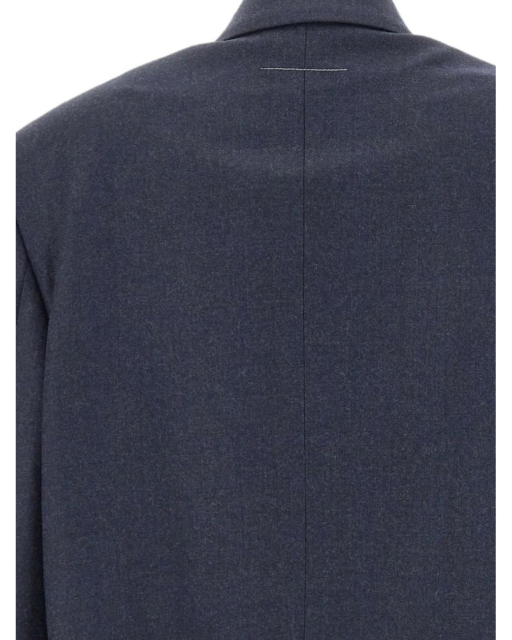 MM6 by Maison Margiela Blue Raw-Cut Cropped Blazer
