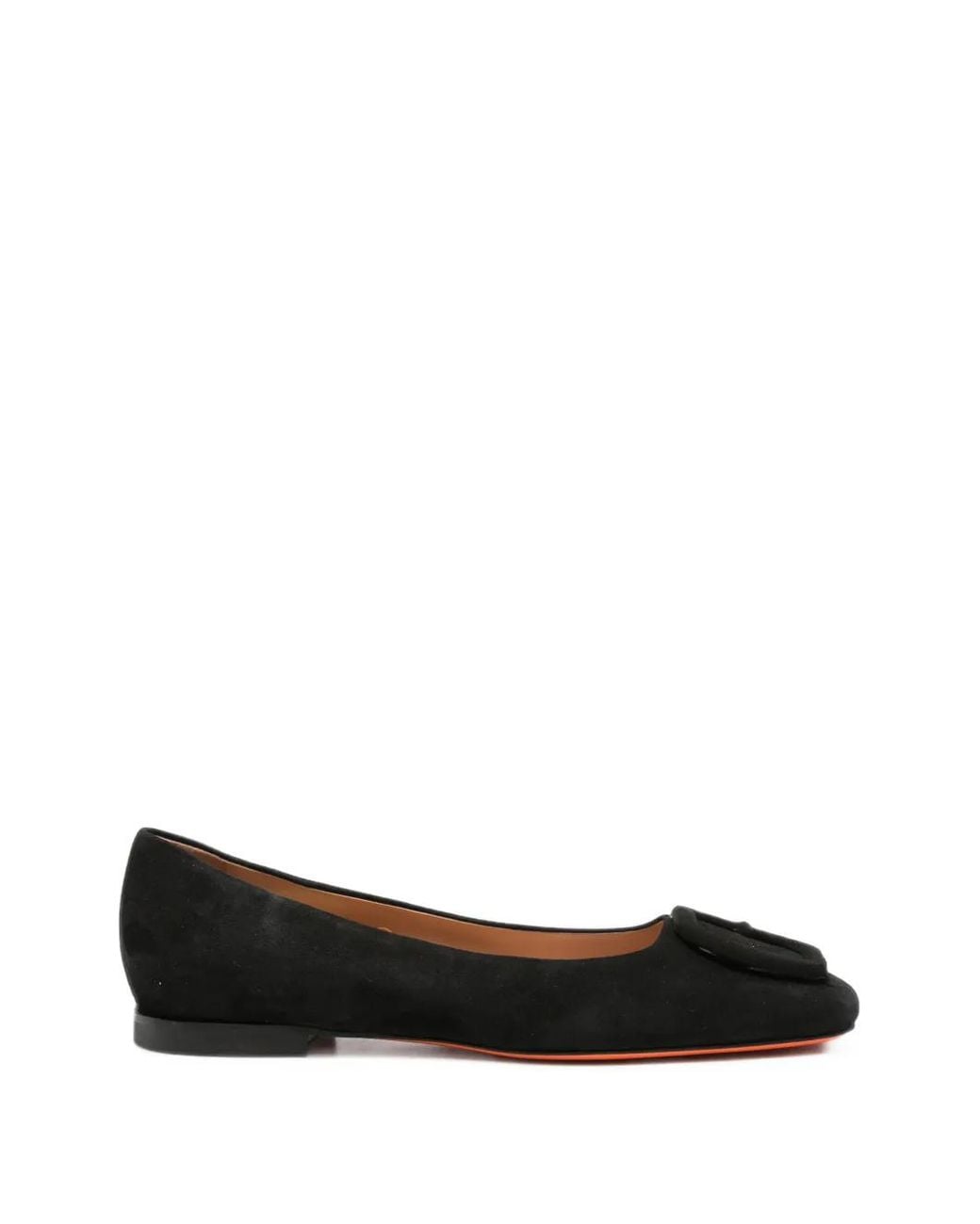 Santoni Black Square-Toe Ballet Flats
