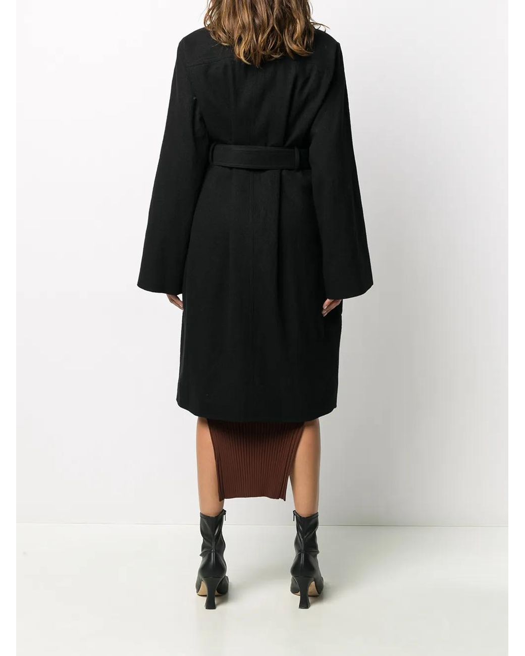Rick Owens Black Belted Military-Inspired Coat