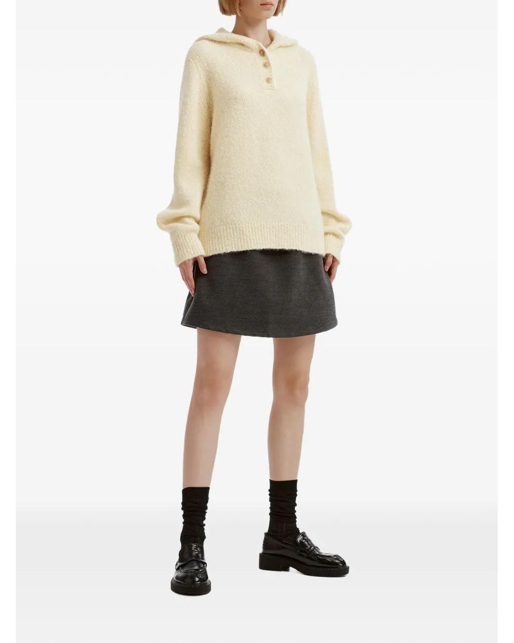 B+ AB White Button-Up Hooded Sweater