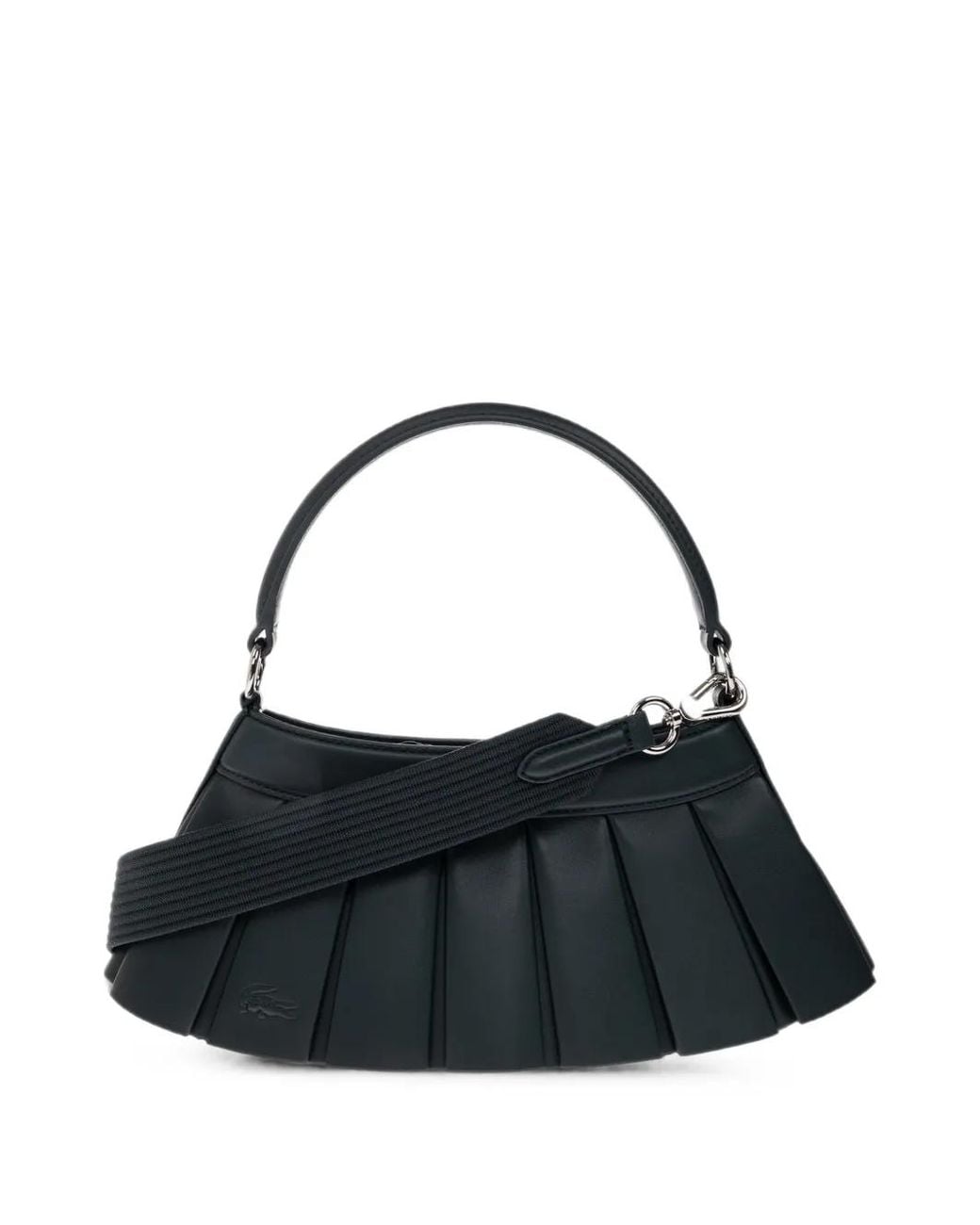Lacoste Black H Lenglen Pleated Leather Tote Bag