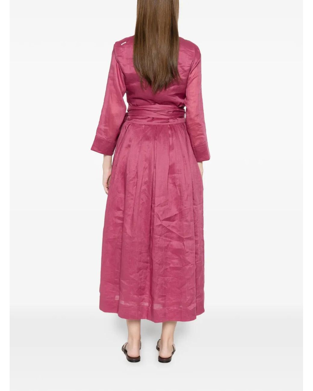 Max Mara Pink Camilla Tie-Waist Midi Dress