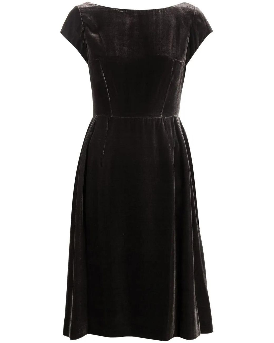 Aspesi Black Cap-Sleeve Velvet-Effect Dress