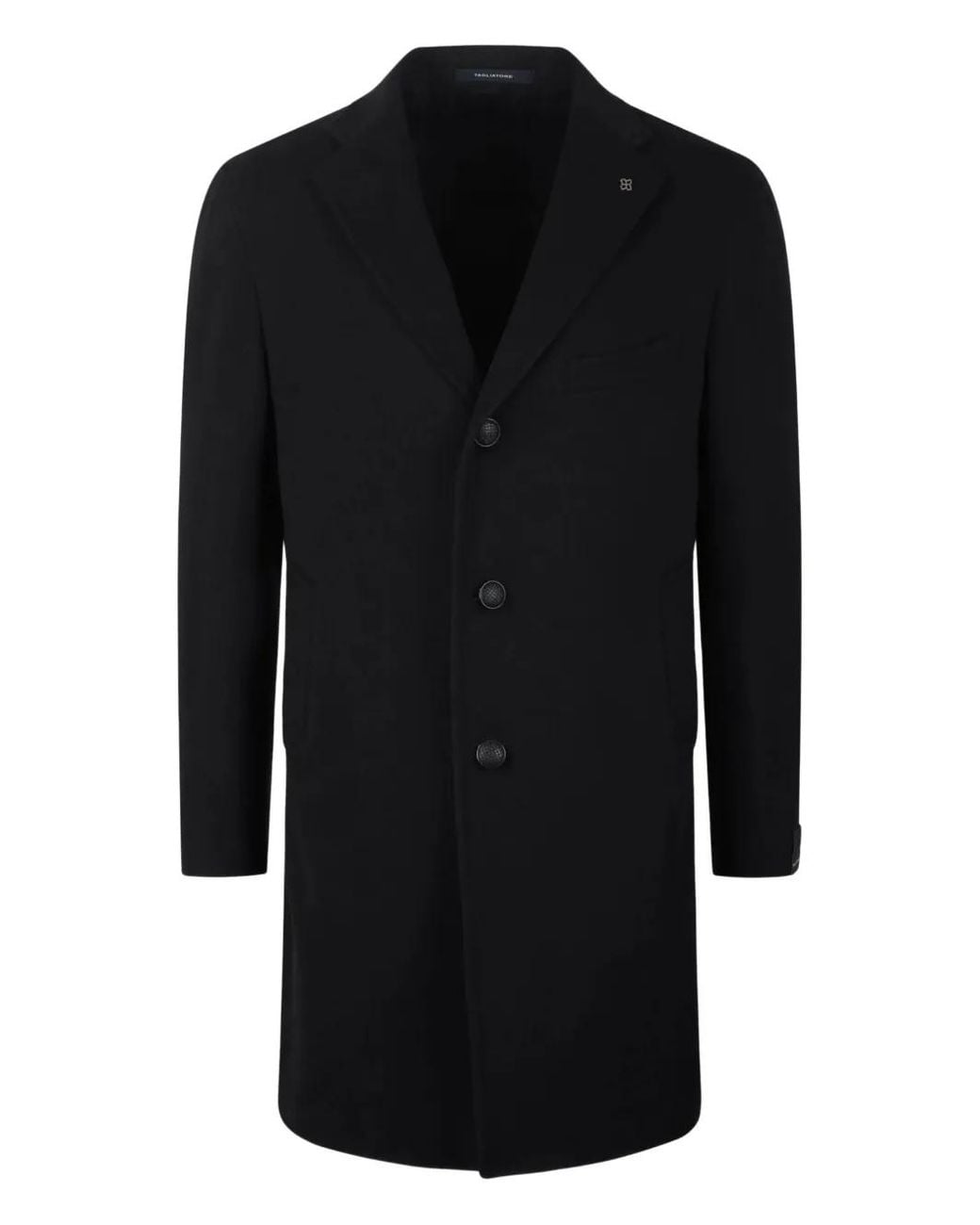 Tagliatore Black Three-Button Coat for men