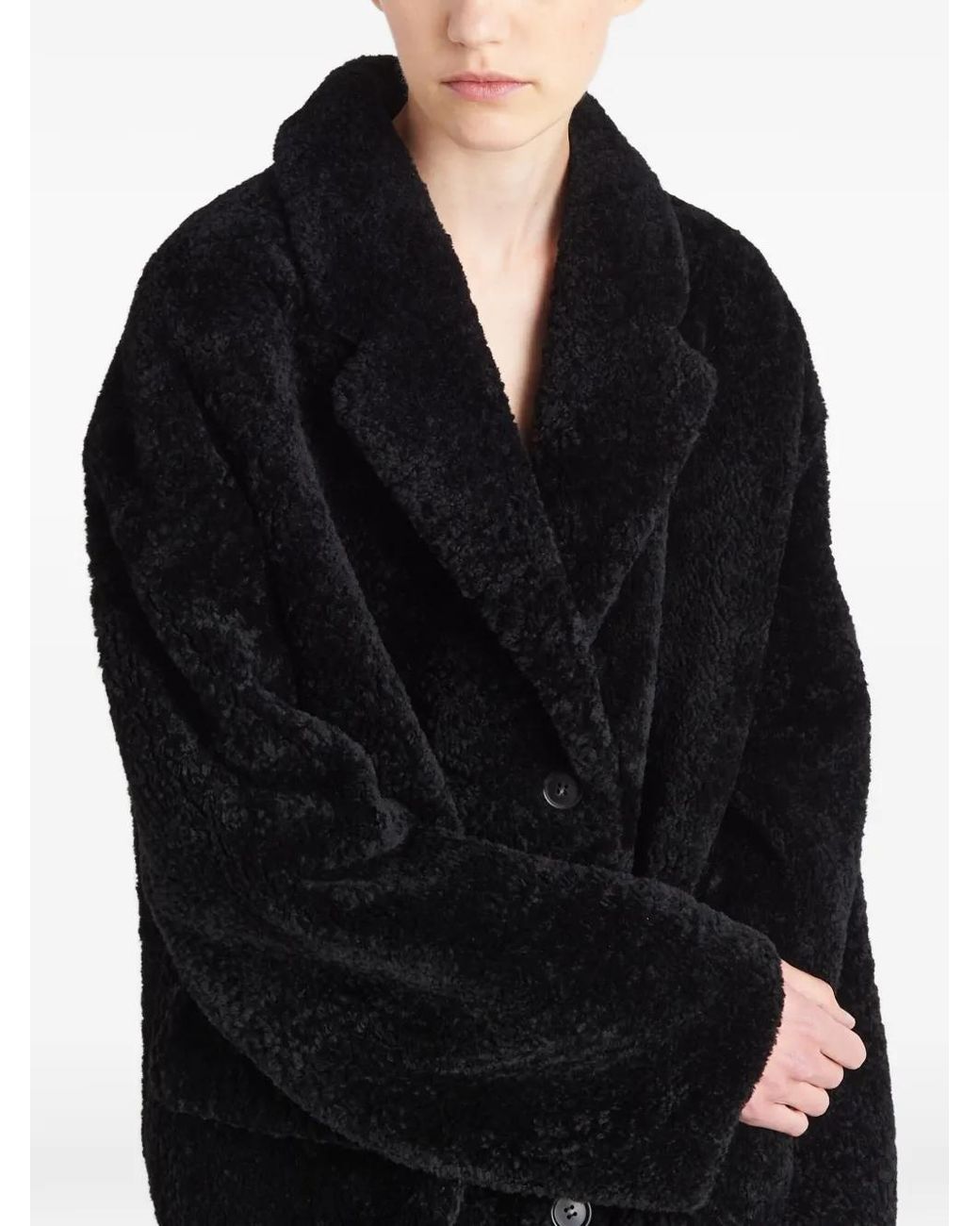 Prada Black Shearling Caban Jacket