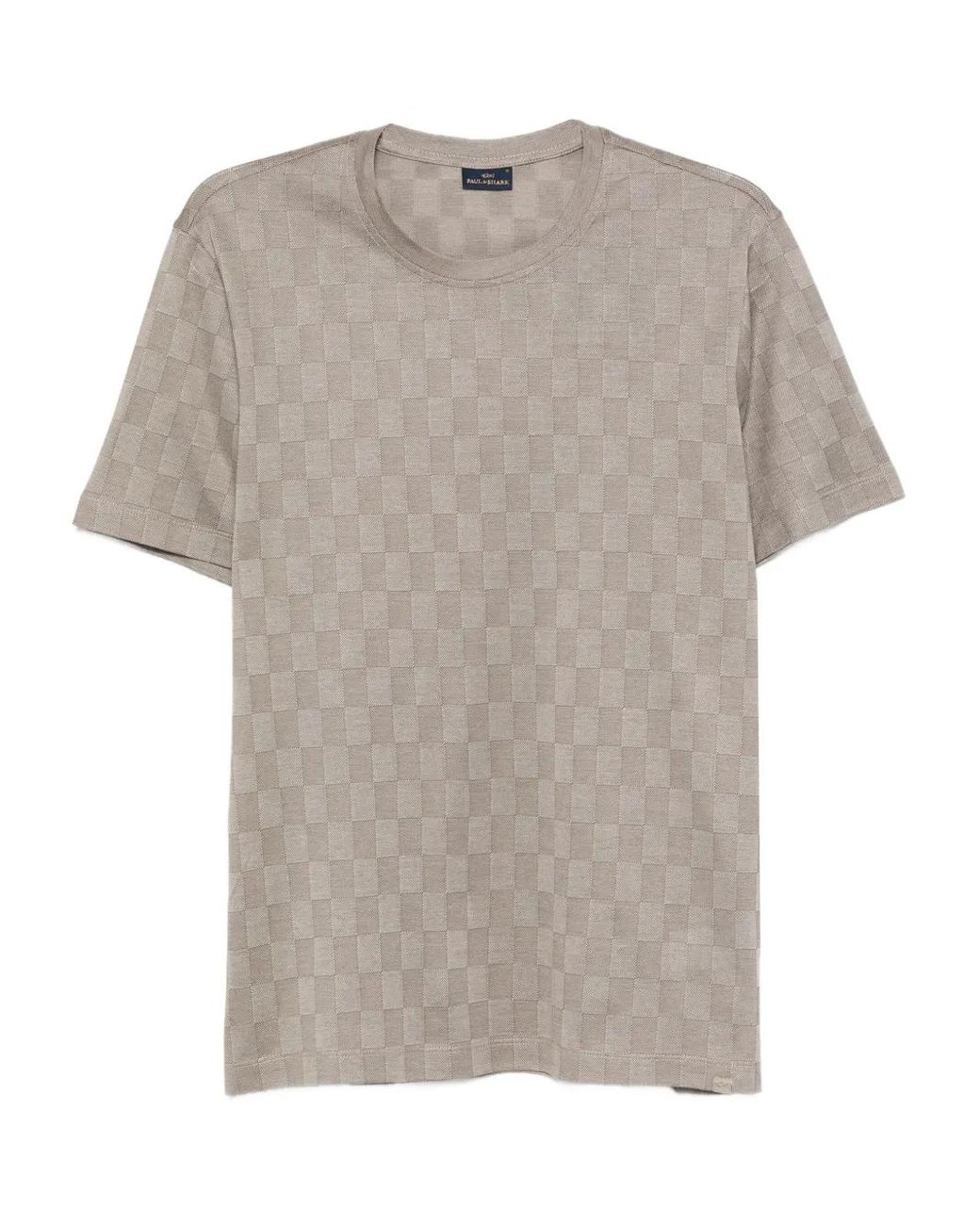 Paul & Shark Gray Checked Cotton T-Shirt for men