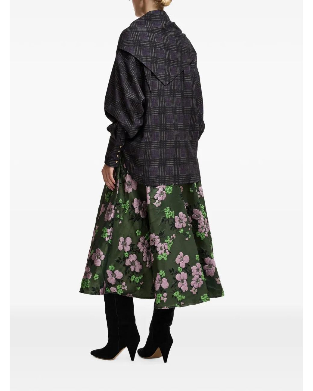 Essentiel Antwerp Green Kathyanne Floral-Jacquard Midi Skirt