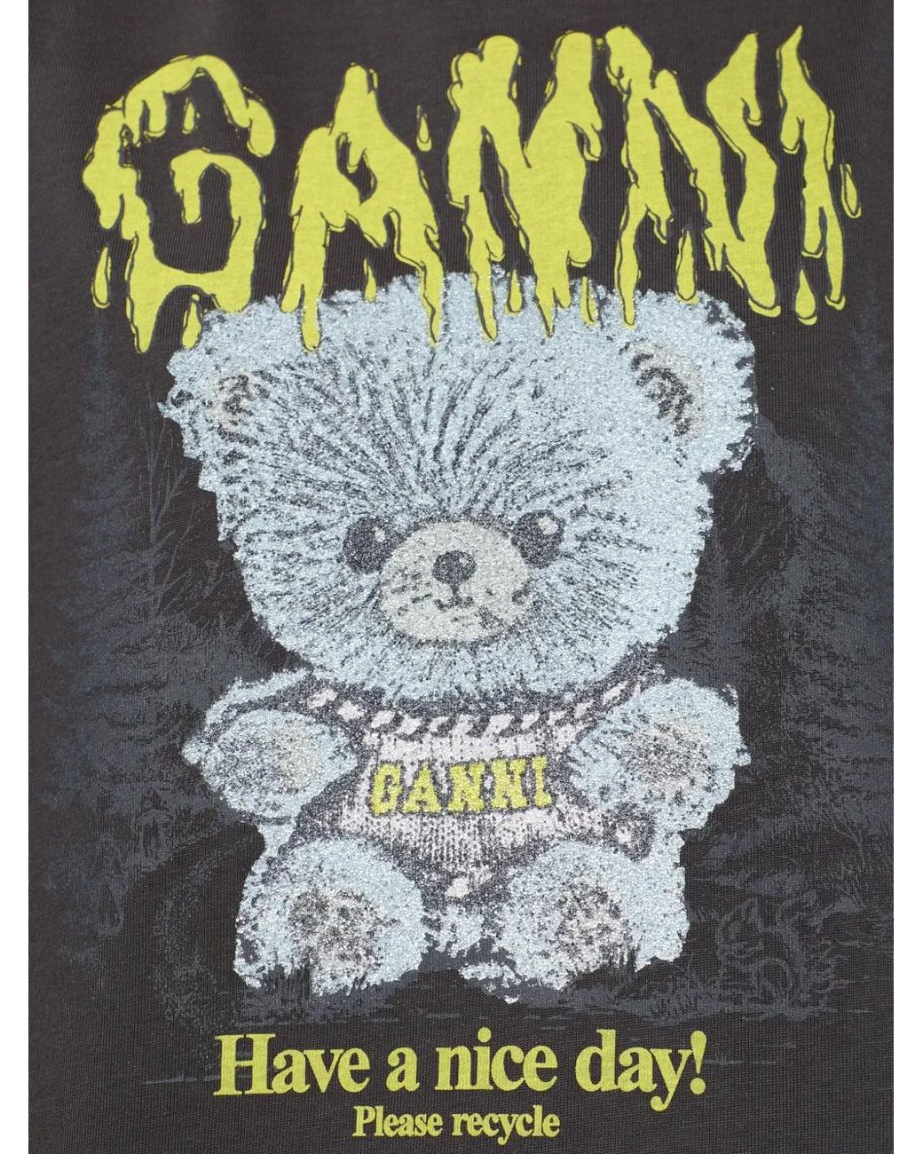 Ganni Black Bear-Print T-Shirt