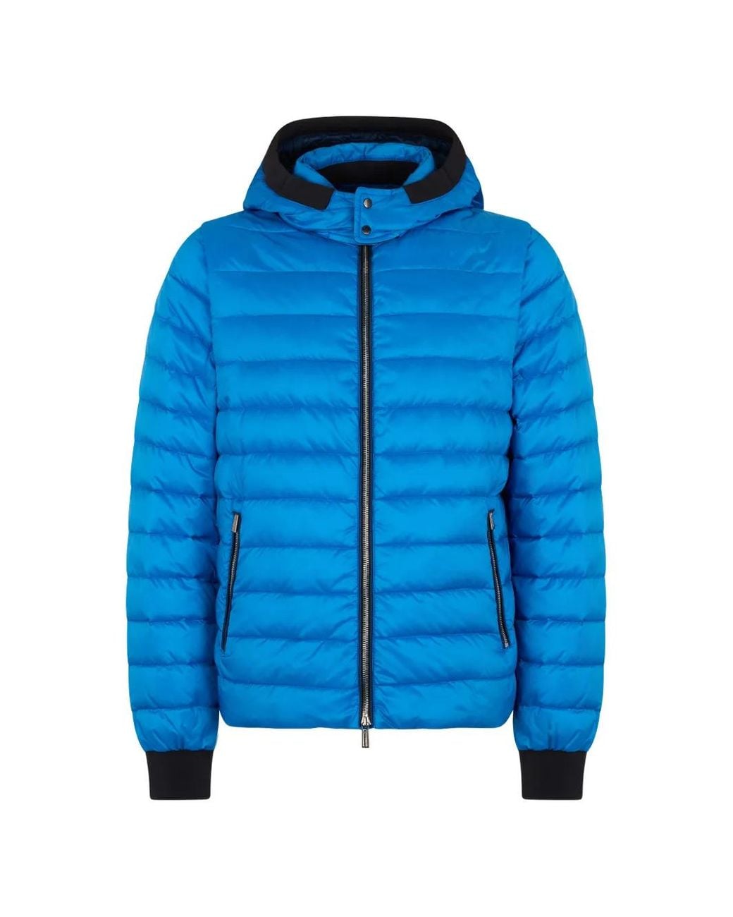 Moorer Blue Hooded Padded Jacket for men