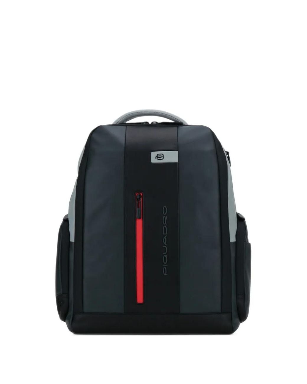 Piquadro Black Logo-Print Leather Backpack for men