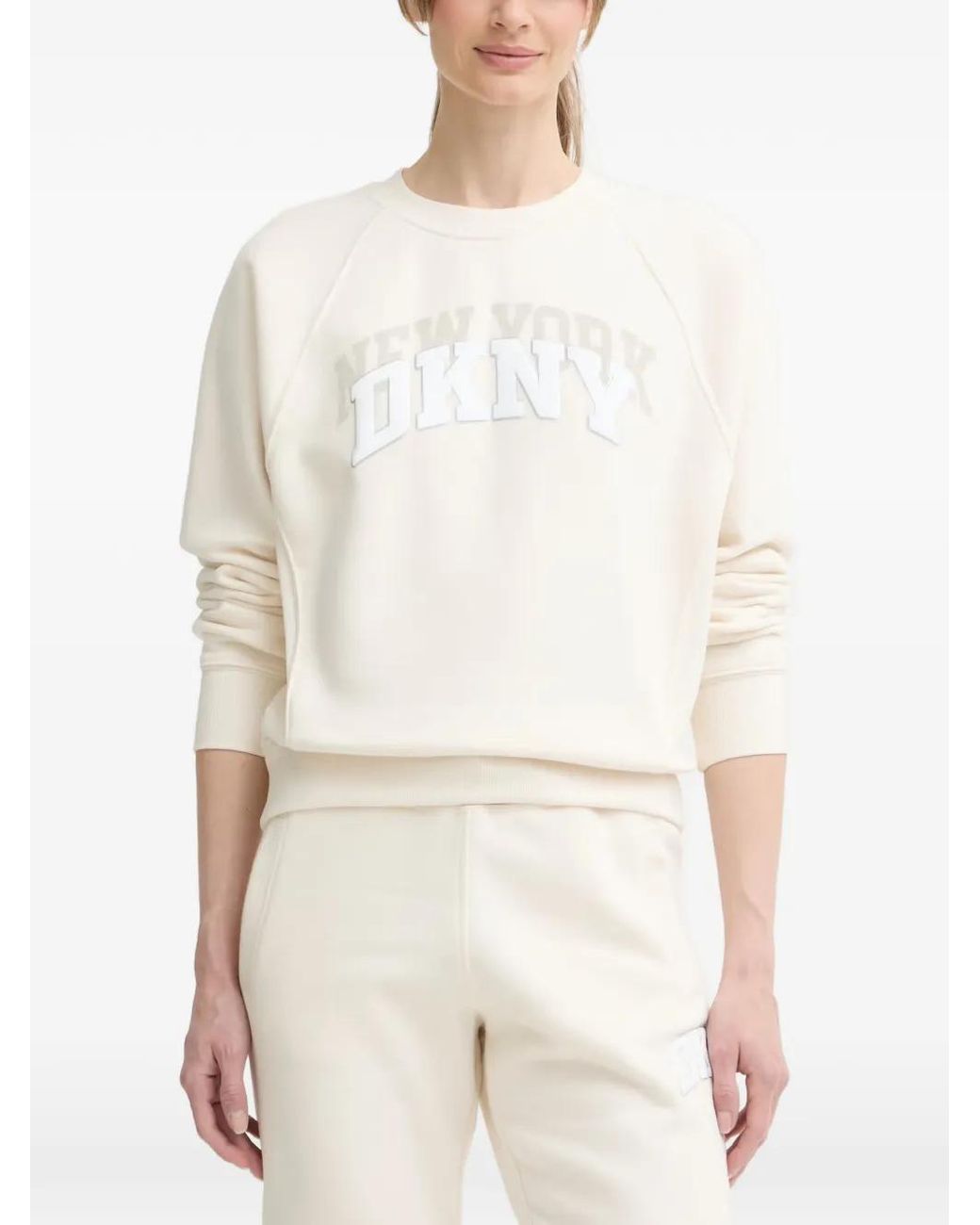 DKNY White Logo-Patch Raglan-Sleeve Sweatshirt
