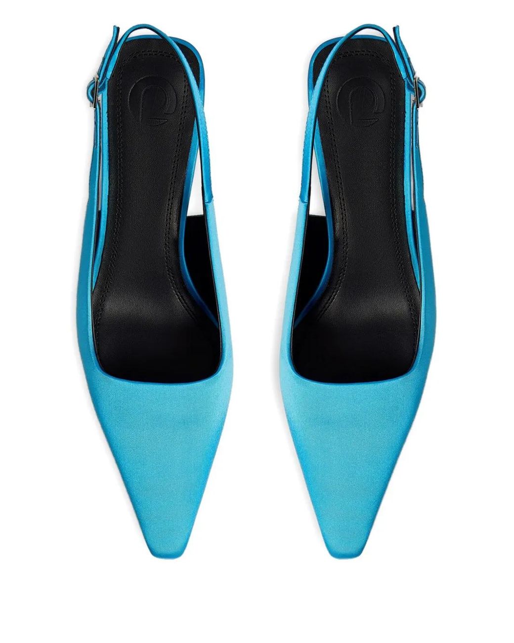 12 STOREEZ Blue 60Mm Silk Slingback Pumps