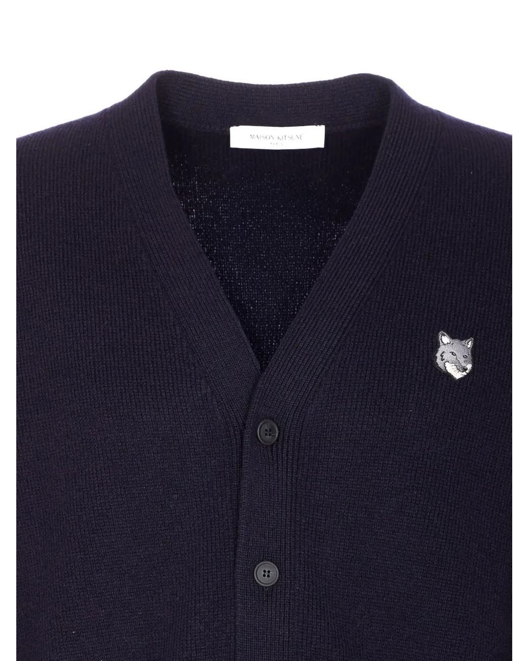 Cárdigan Fox Head Con Botones Maison Kitsuné de hombre de color Blue