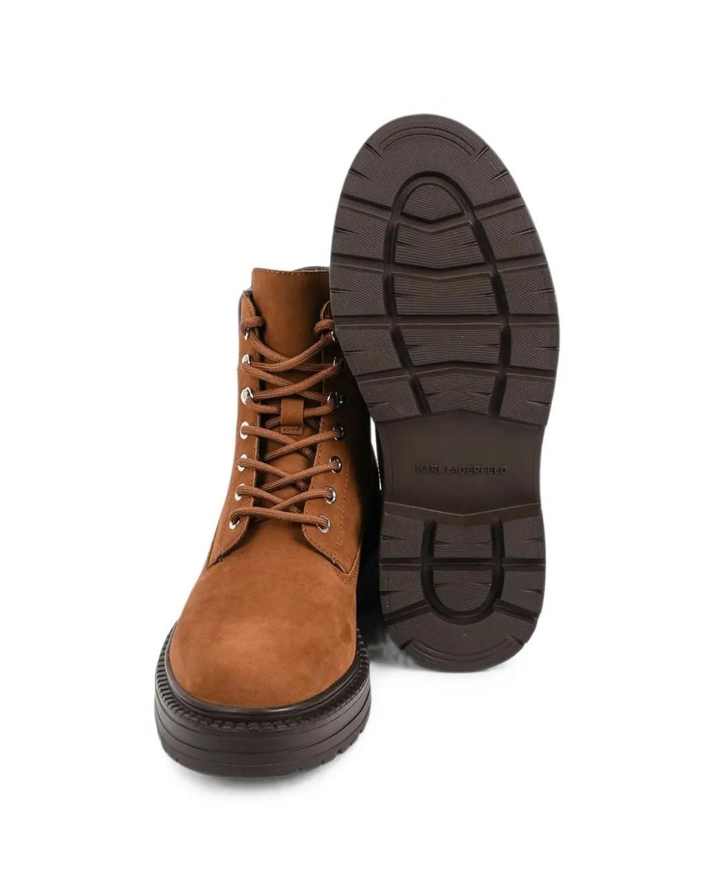 Karl Lagerfeld Brown Lace-Up Panelled Boots for men