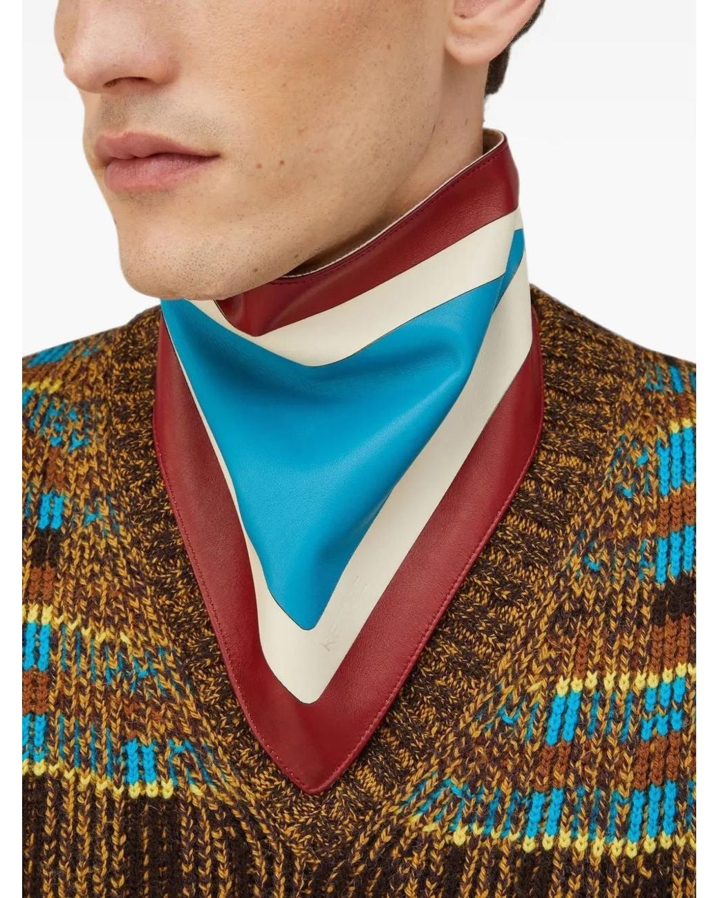 RETORI Green Jacquard-Knit V-Neck Vest for men