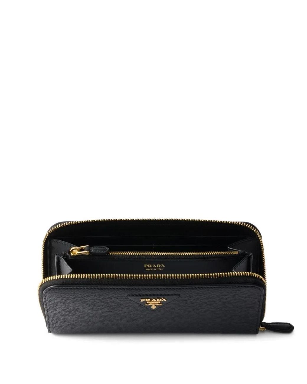 Prada Black Large Leather Zip-Around Wallet