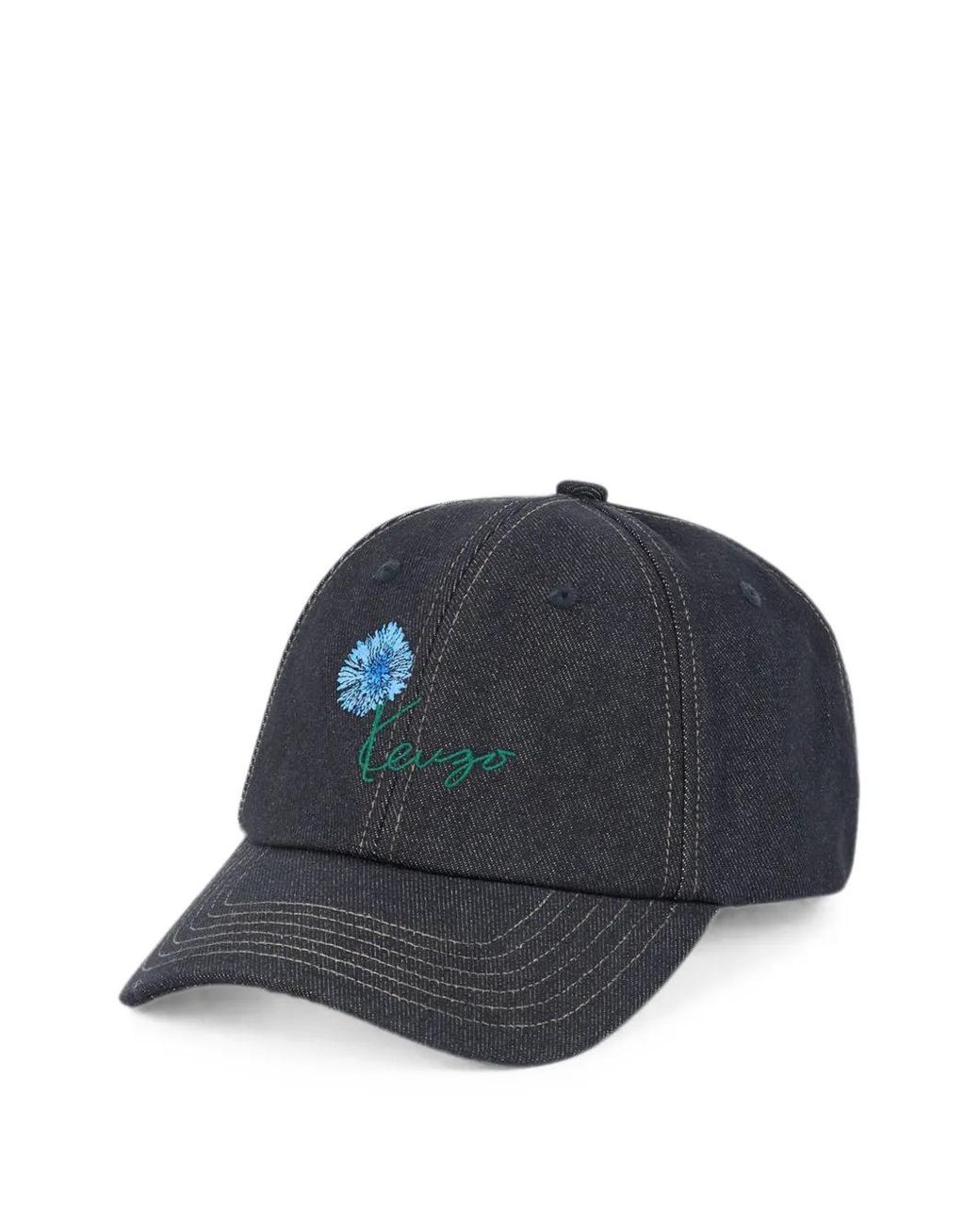 KENZO Blue Logo-Embroidered Denim Baseball Cap for men