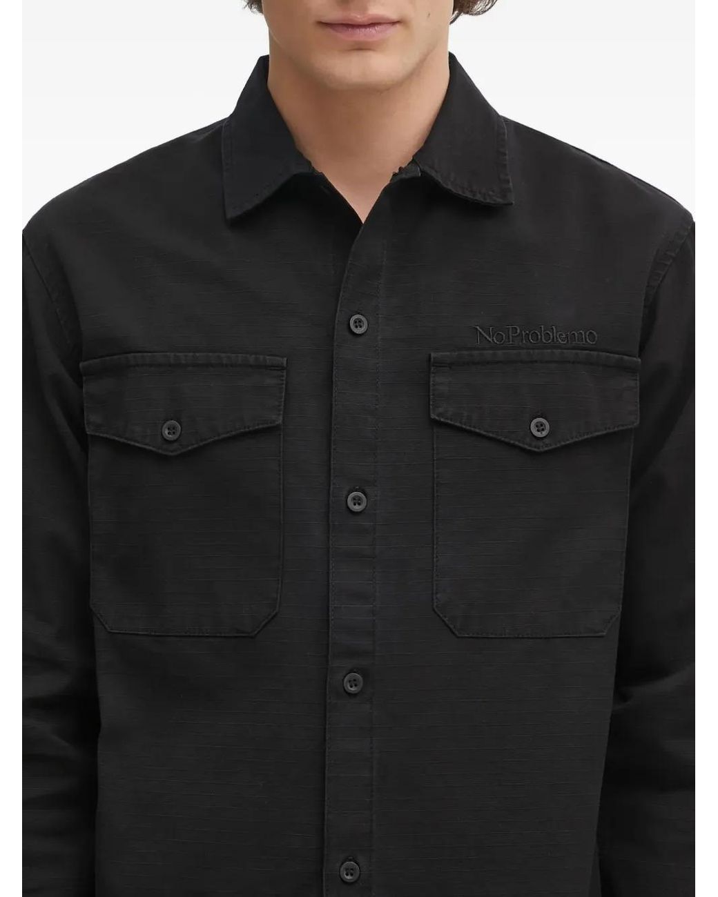 No Problemo Black Chest-Pocket Shirt for men